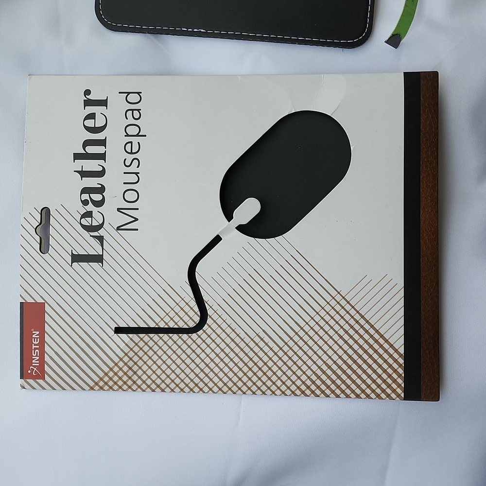 New Insten Black Leather Mouse Pad